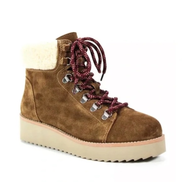 SAM EDELMAN Suede Franc Ankle Shearling Warm Boots Toffee Brown 10 - Picture 2 of 8